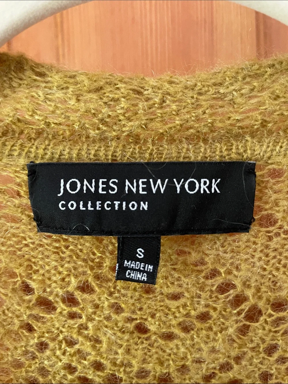 Jones New York Olive Lace‑Knit Single‑Button Cardigan